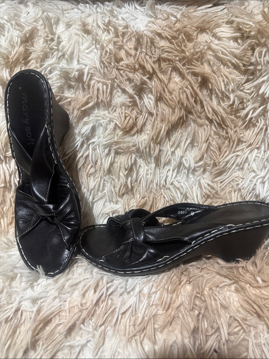 Mary Soft Shoes - Women's Black Knotted Wedge Sandals
